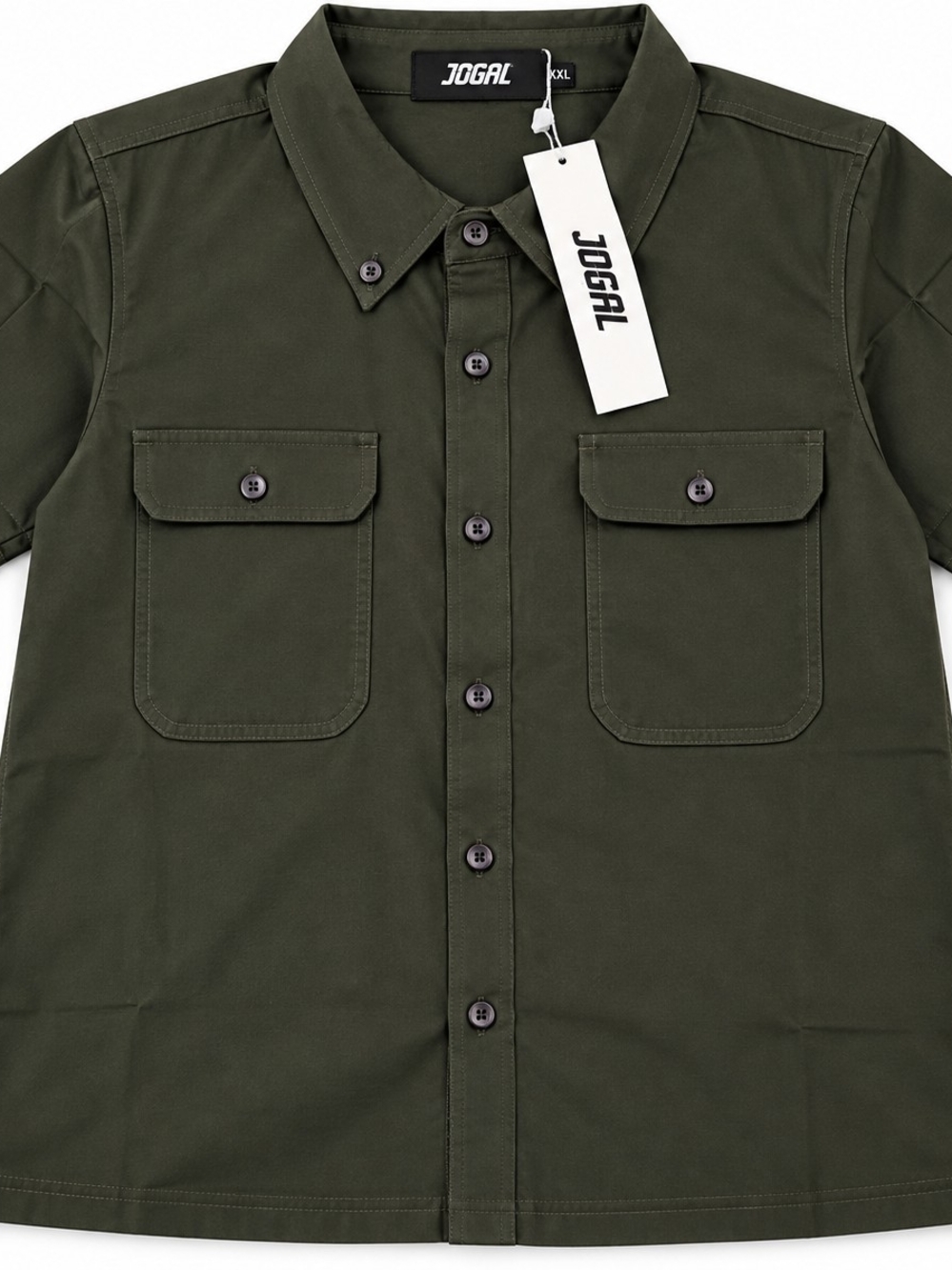 JOGAL Men’s XXL Army Green Utility Work Shirt Short Sleeve NWT